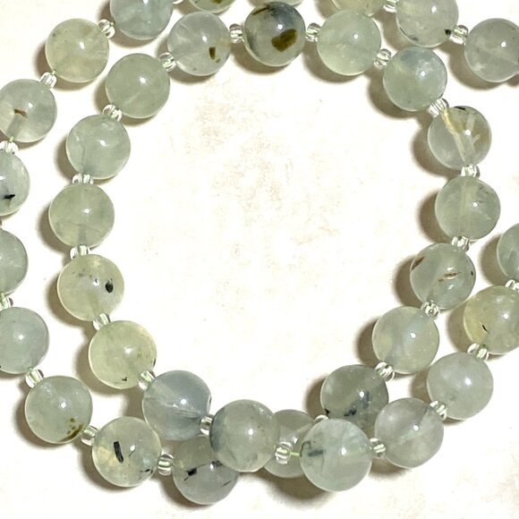 Natural Pale Green Prehnite Classic Beaded Necklace, Genuine Gemstone - Picture 8 of 13